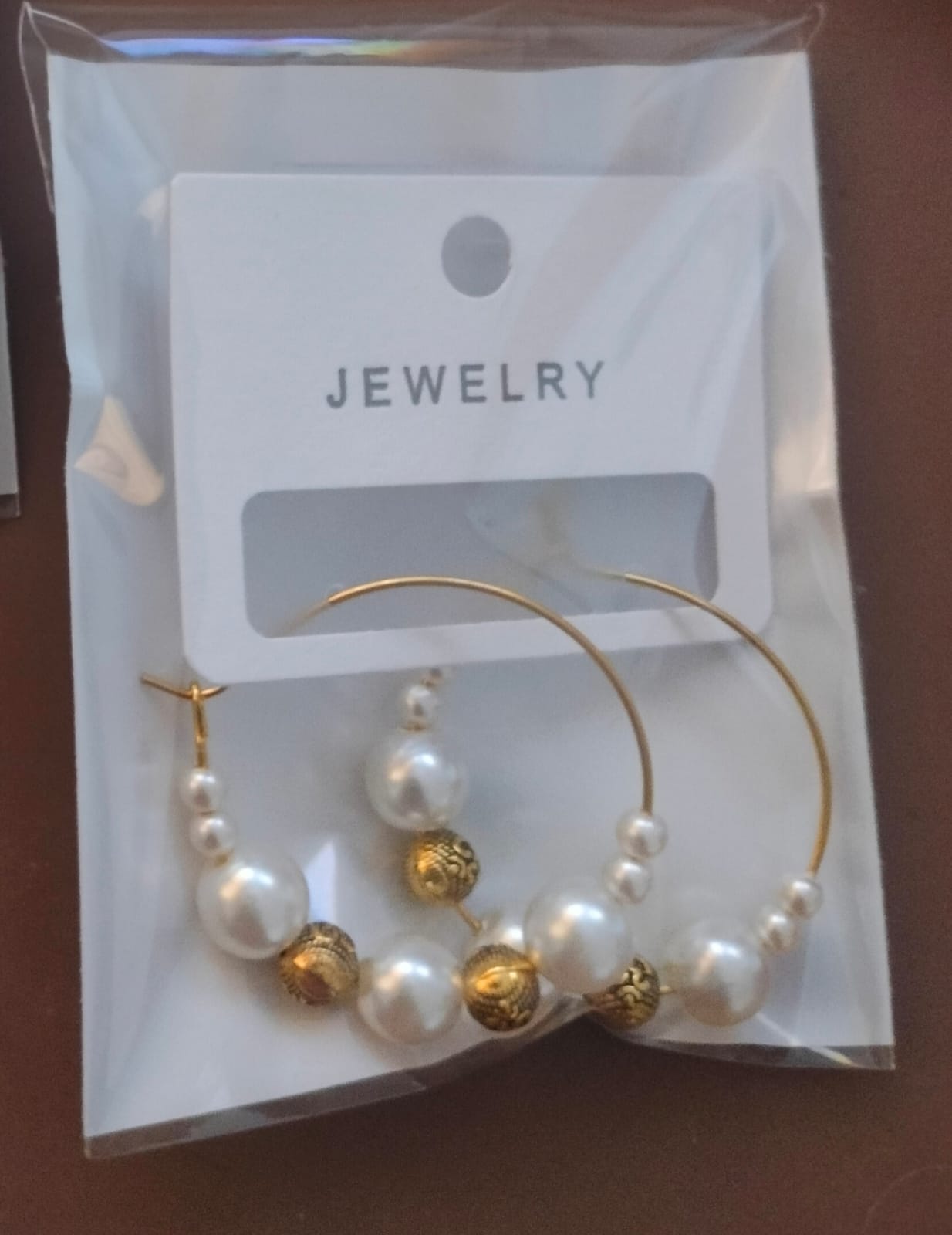 Pearl & Gold Textured Bead Hoop Earrings