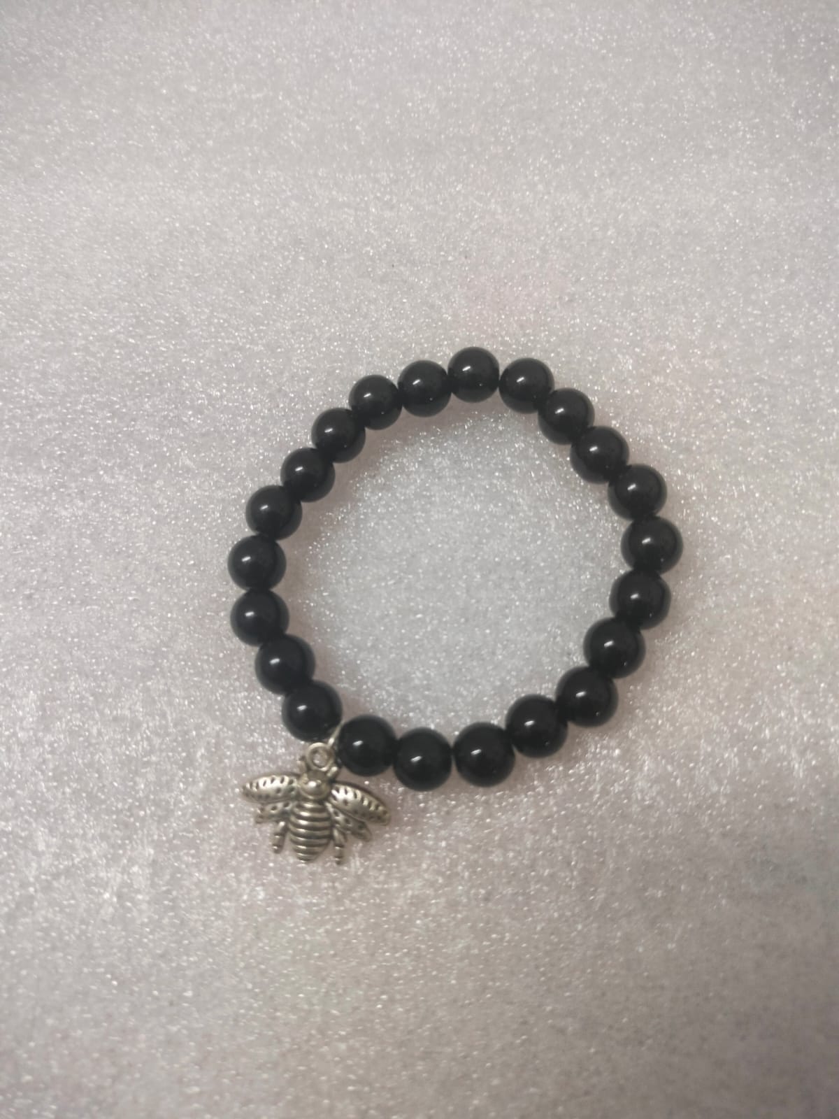 Black Onyx Bee Charm Bracelet