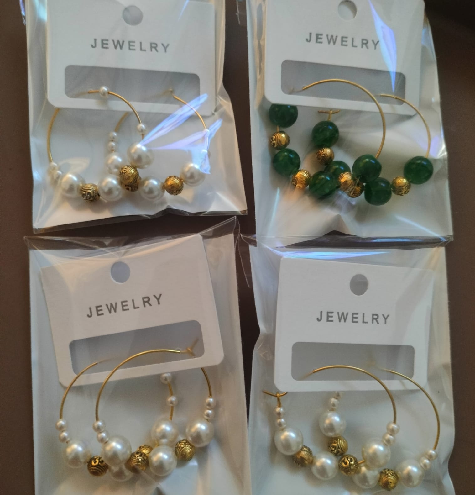 Bead Hoop Earrings – Pack of 4 (Multi Style)