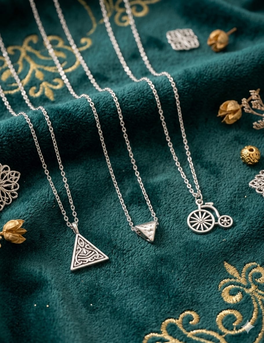 Silver Charm Pendant Necklace – Choose Your Style